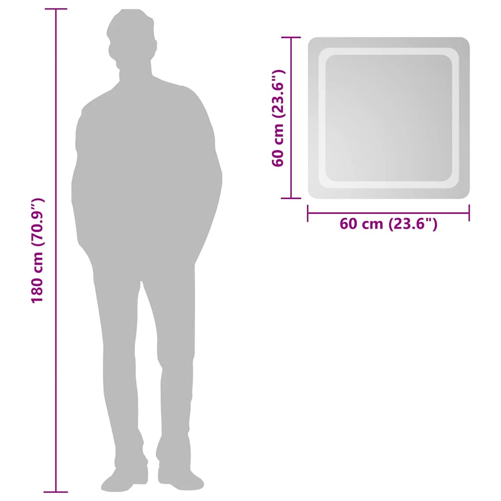 Badrumsspegel LED 60x60 cm