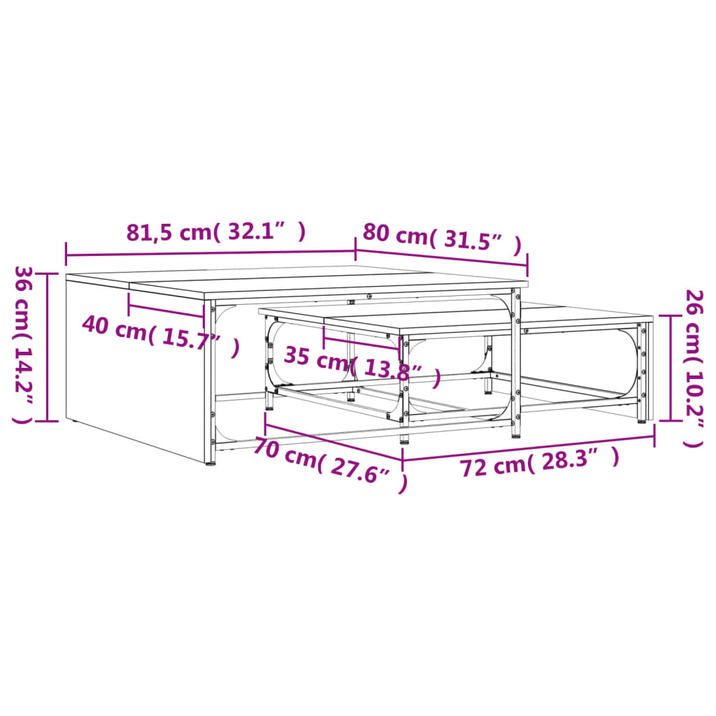Soffbord Sonoma Grå och metall