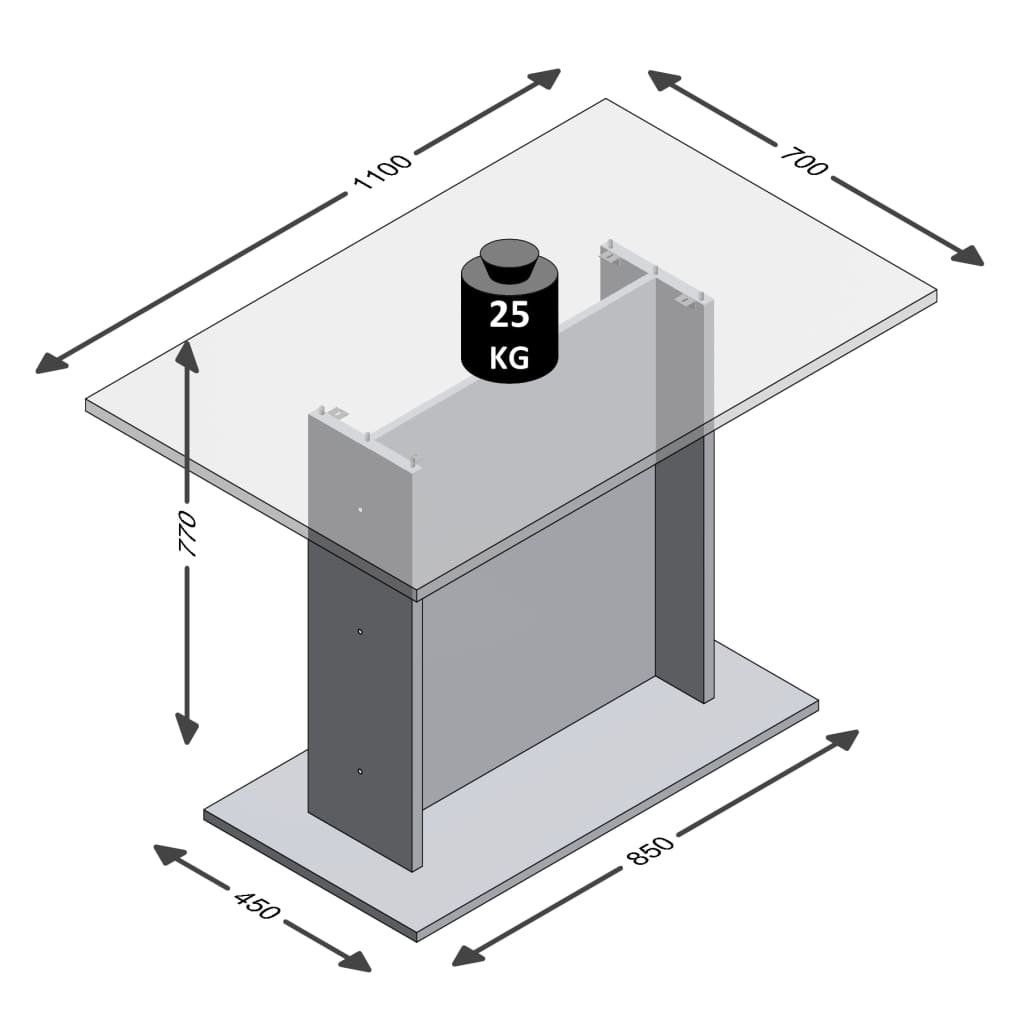 Soffbord betonggrå 110 cm