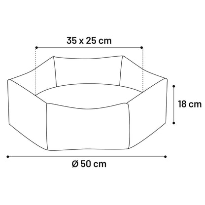 Hundsäng Hundbädd med dragkedja Ziva sexkantig 50x18 cm ockrafärgad