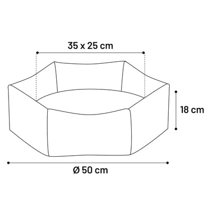 Hundsäng Hundbädd med dragkedja Ziva sexkantig 50x18 cm terrakotta