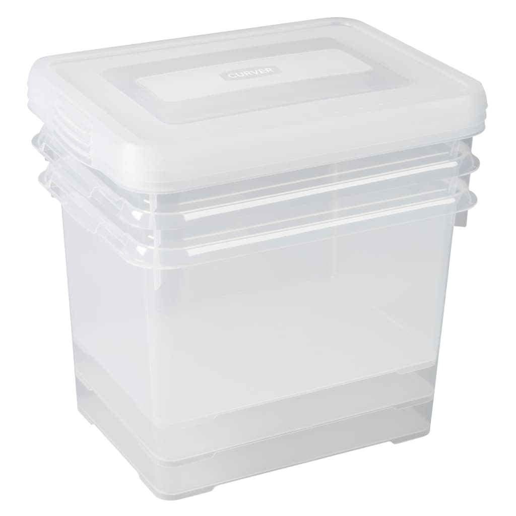 Förvaringskorg Förvaringslådor set Handy 3x20L transparent