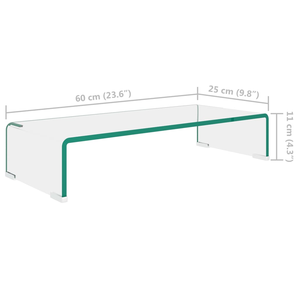 TV-möbel härdad glas Tv/monitor-ställ klarglas 60x25x11 cm