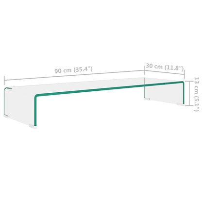 TV-möbel härdad glas Tv/monitor-ställ klarglas 90x30x13 cm