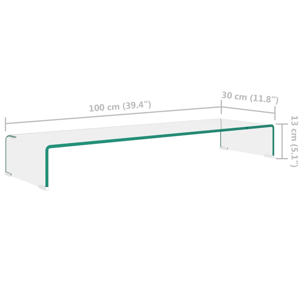 TV-möbel härdad glas Tv/monitor-ställ klarglas 100x30x13 cm