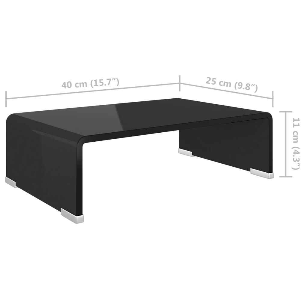 TV-möbel svart TV-bord glas 40x25x11 cm