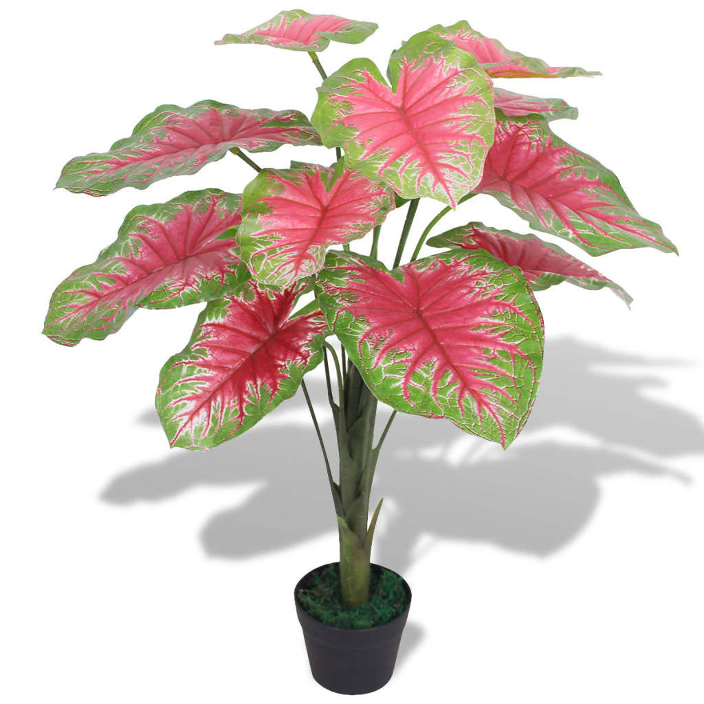 Keinotekoinen Keinotekoinen Caladium ruukulla 85 cm vihreä ja punainen