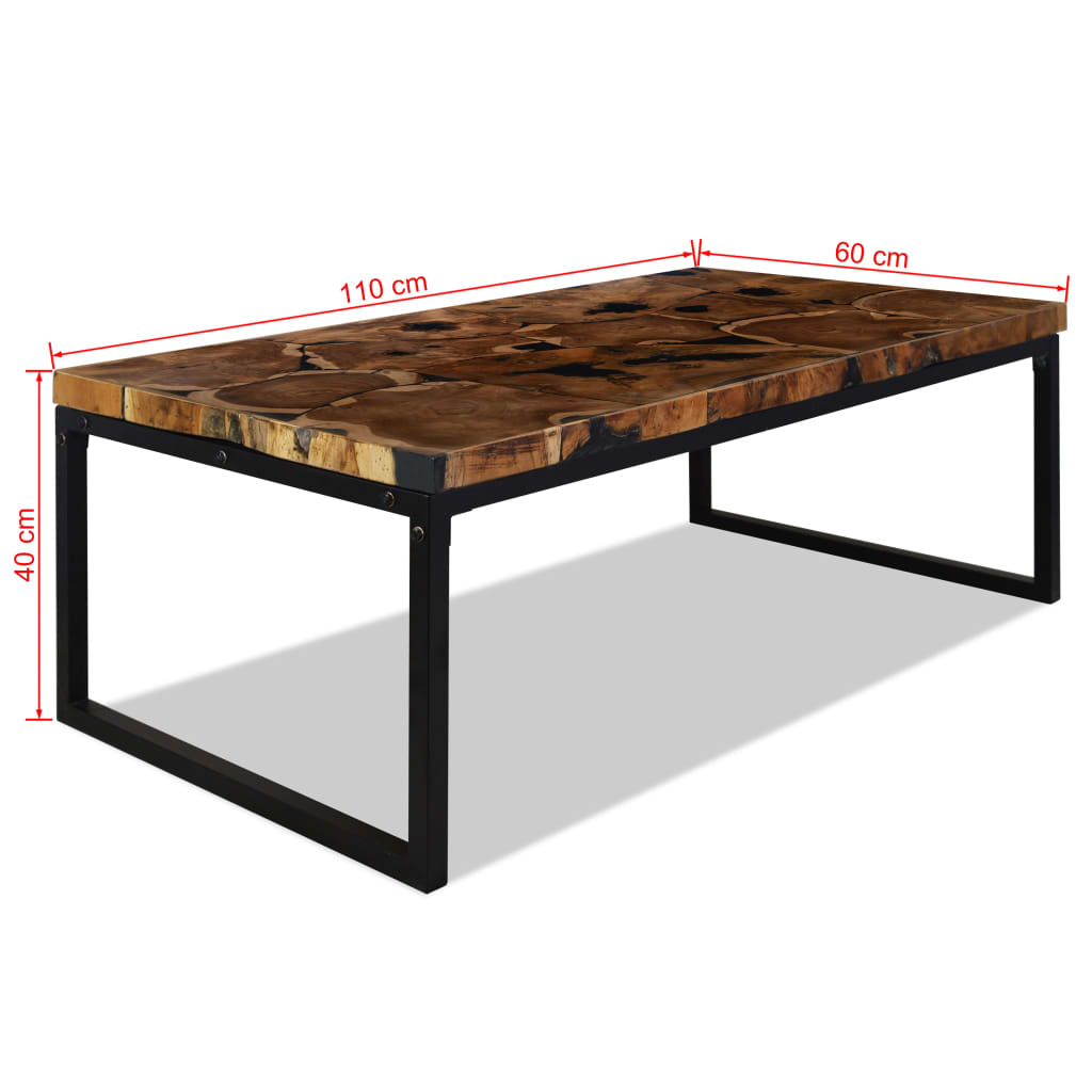 Sohvapöytä teak ja hartsi 110x60x40 cm