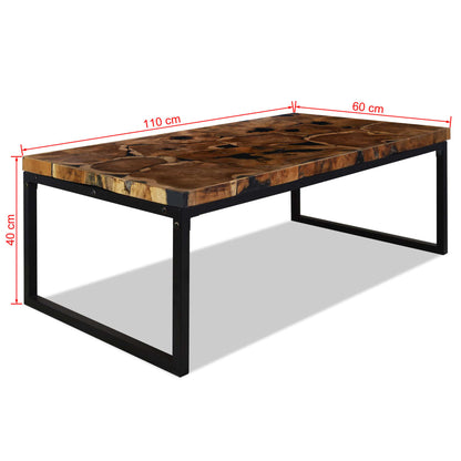 Sohvapöytä teak ja hartsi 110x60x40 cm