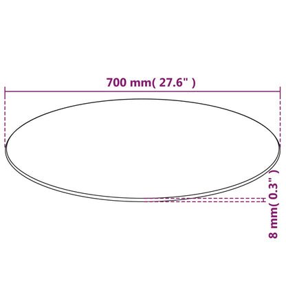 Bordsskiva härdat glas i 700 mm rund