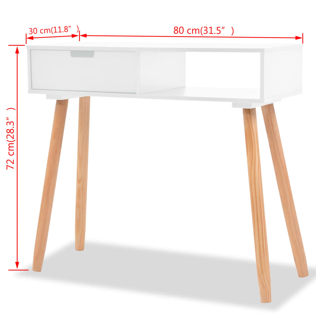 Avlastningsbord konsolbord vit furu 80x30x72 cm