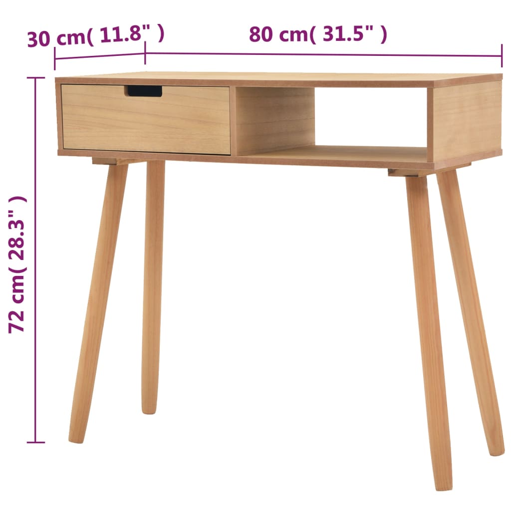 Avlastningsbord konsolbord massiv trä furu 80x30x72 cm brun