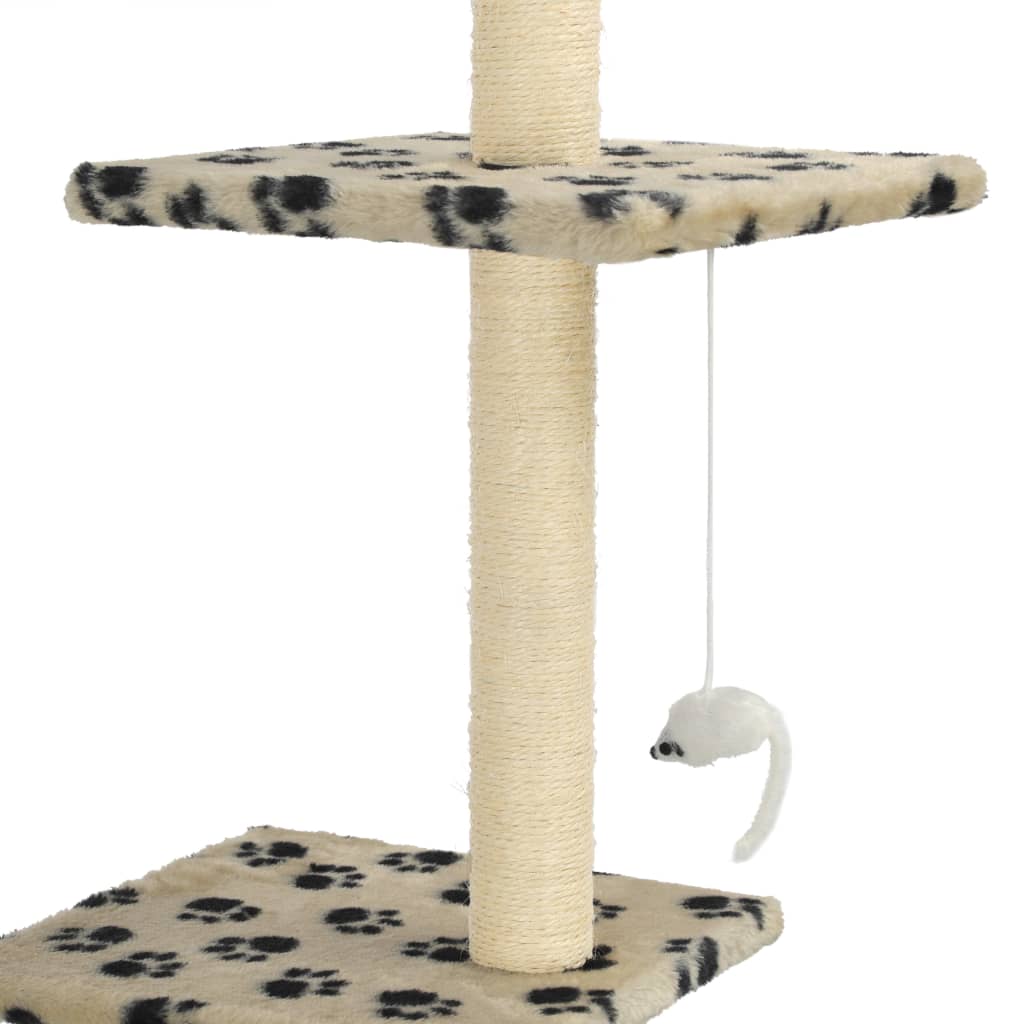 Kattmöbel Klösträd med sisalpelare 260 cm tassavtryck beige