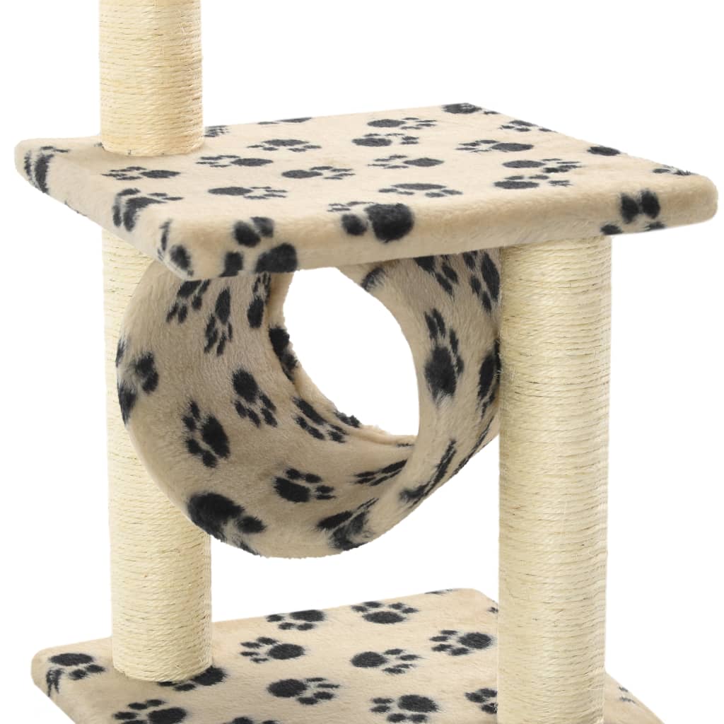 Kattmöbel mörkgrå Klösträd med klöspelare i sisal 65 cm tassavtryck beige