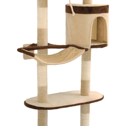 Kattmöbel Katträd väggmonterat med klöspelare i sisal 194 cm beige & brun