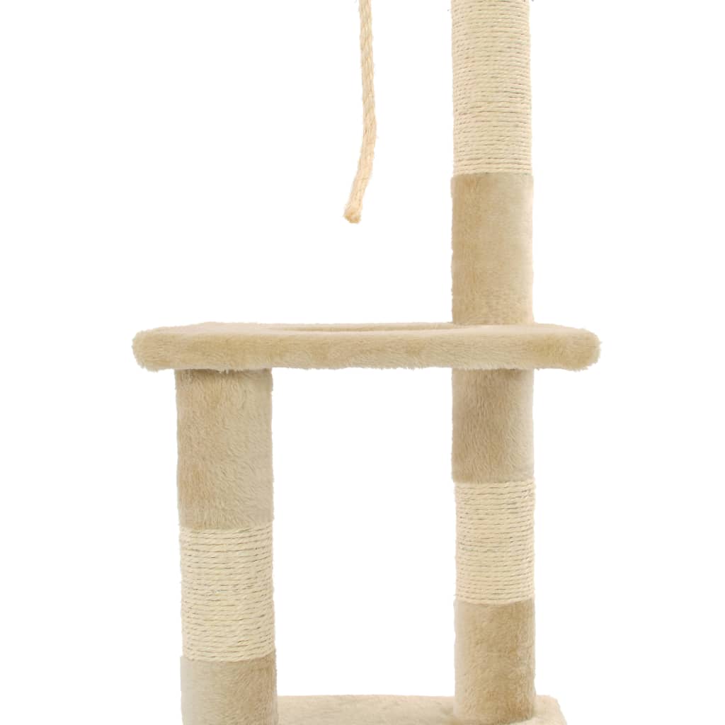 Kattmöbel mörkgrå Katträd med klöspelare i sisal 109 cm beige