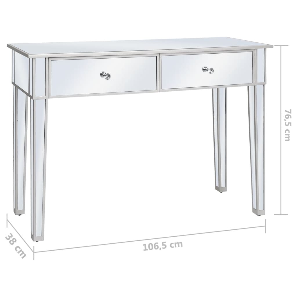 Avlastningsbord konsolbord silver spegel och glas 106,5x38x76,5 cm