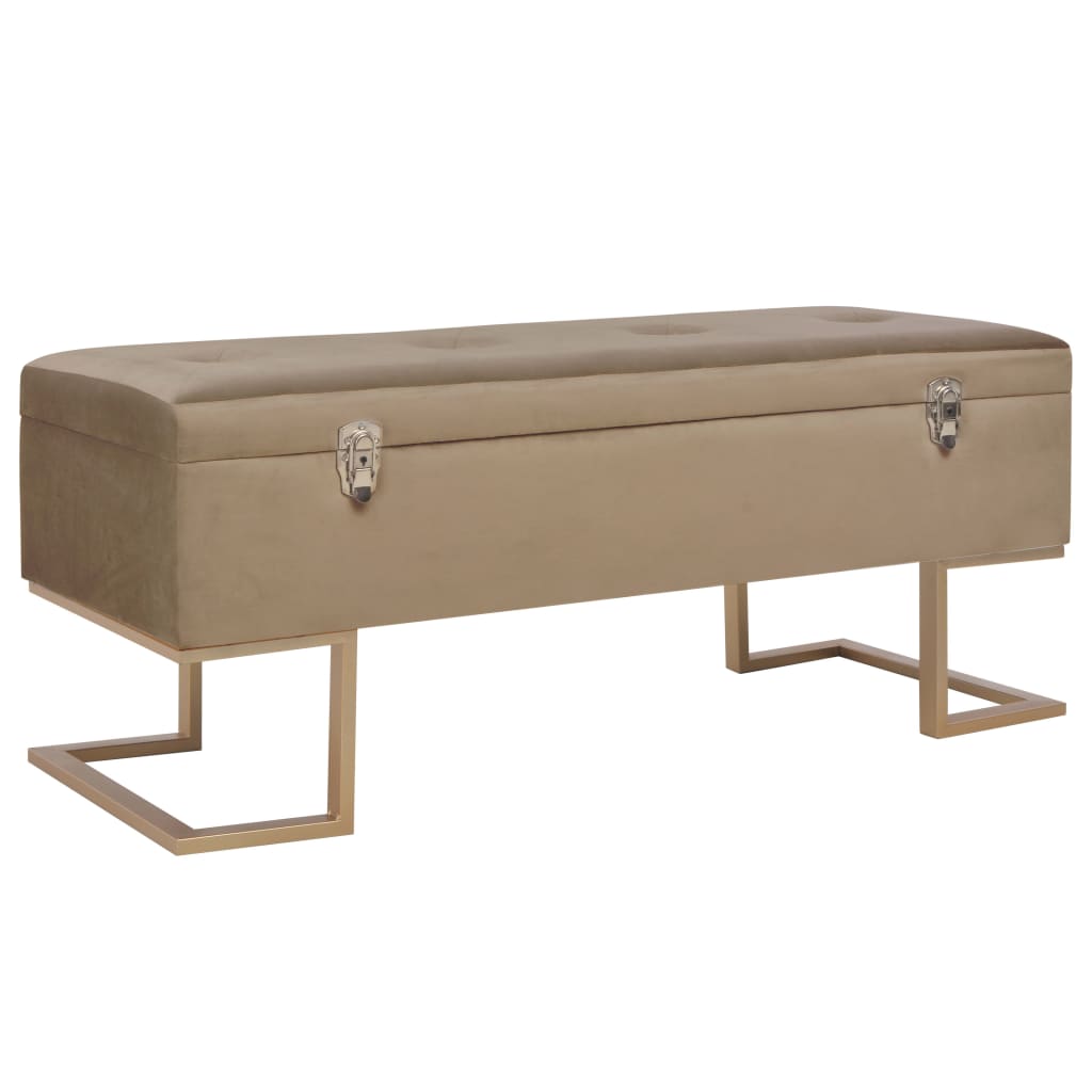 Säilytyspenkki beige 105 cm samettia