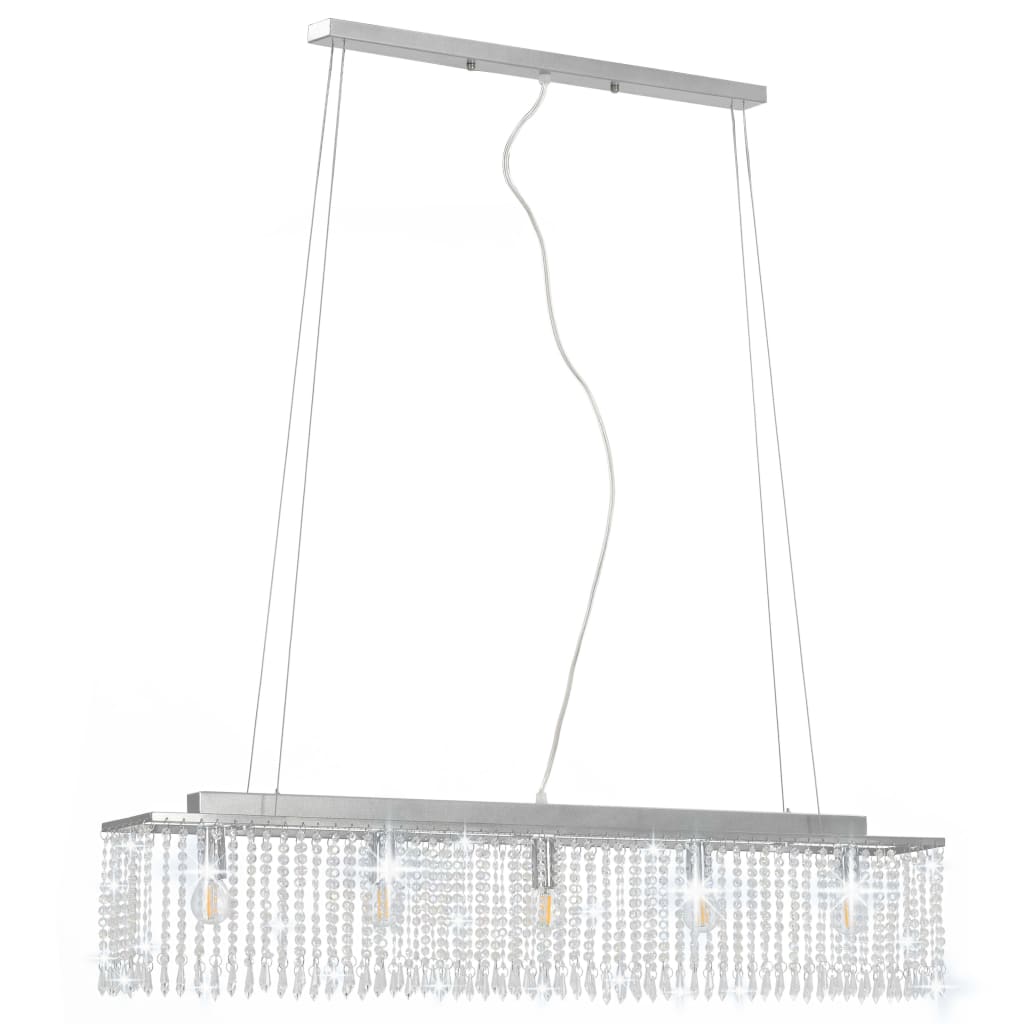 Taklampa med kristallpärlor silver 104 cm E14