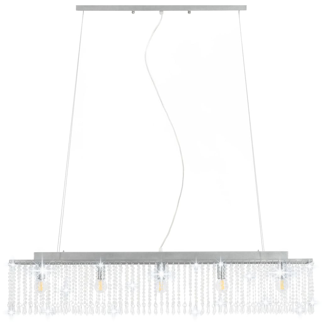 Taklampa med kristallpärlor silver 104 cm E14