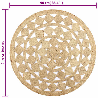 Golvmatta Handgjord jutematta flätad 90 cm