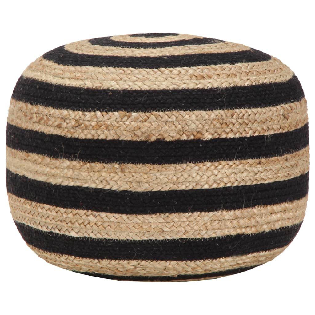 Fotpall Sittpall svart Handgjord sittpuff 45x30 cm jute