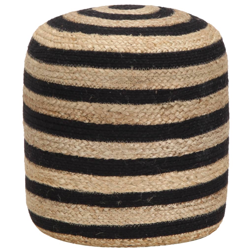 Fotpall Sittpall svart Handgjord sittpuff 40x45 cm jute