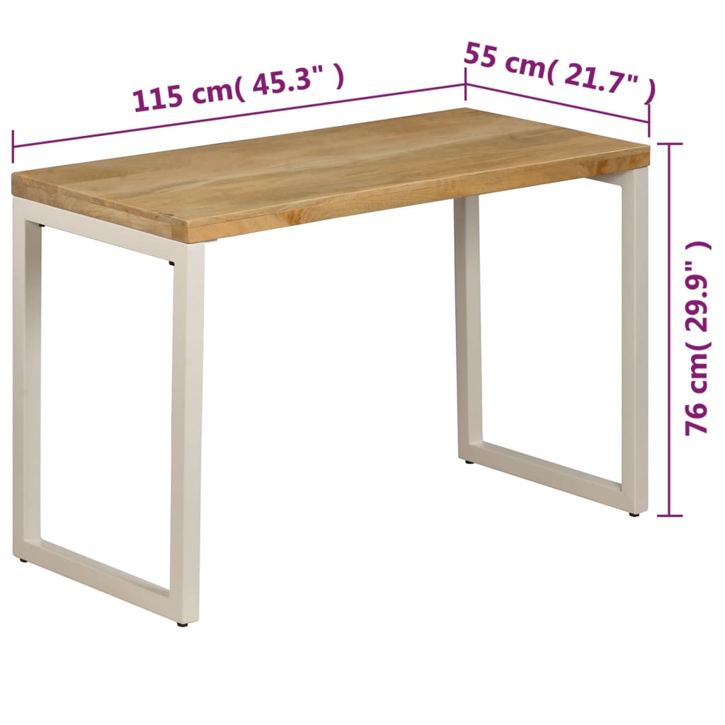 Ruokapöytä mangopuuta 115x55x76 cm terästä