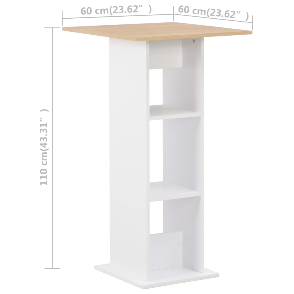 Barbord bistrobord vit 60x60x110 cm