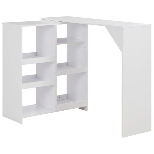 Barbord vit med flyttbar hylla 138x39x110 cm