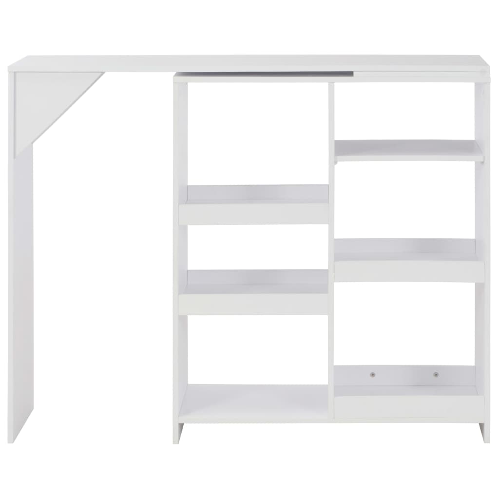 Barbord vit med flyttbar hylla 138x39x110 cm