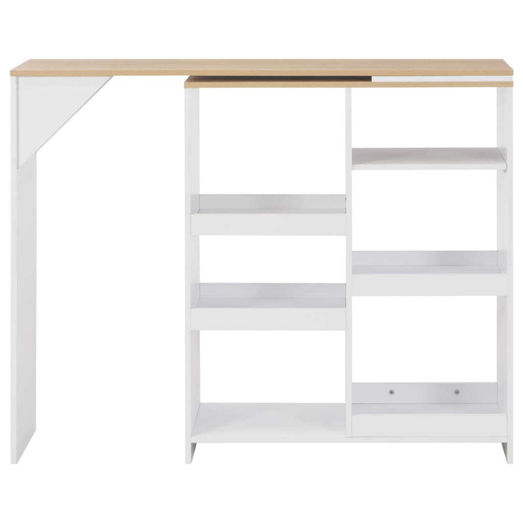 Barbord vit med flyttbar hylla 138x39x110 cm