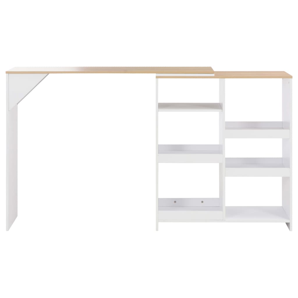 Barbord vit med flyttbar hylla 138x39x110 cm