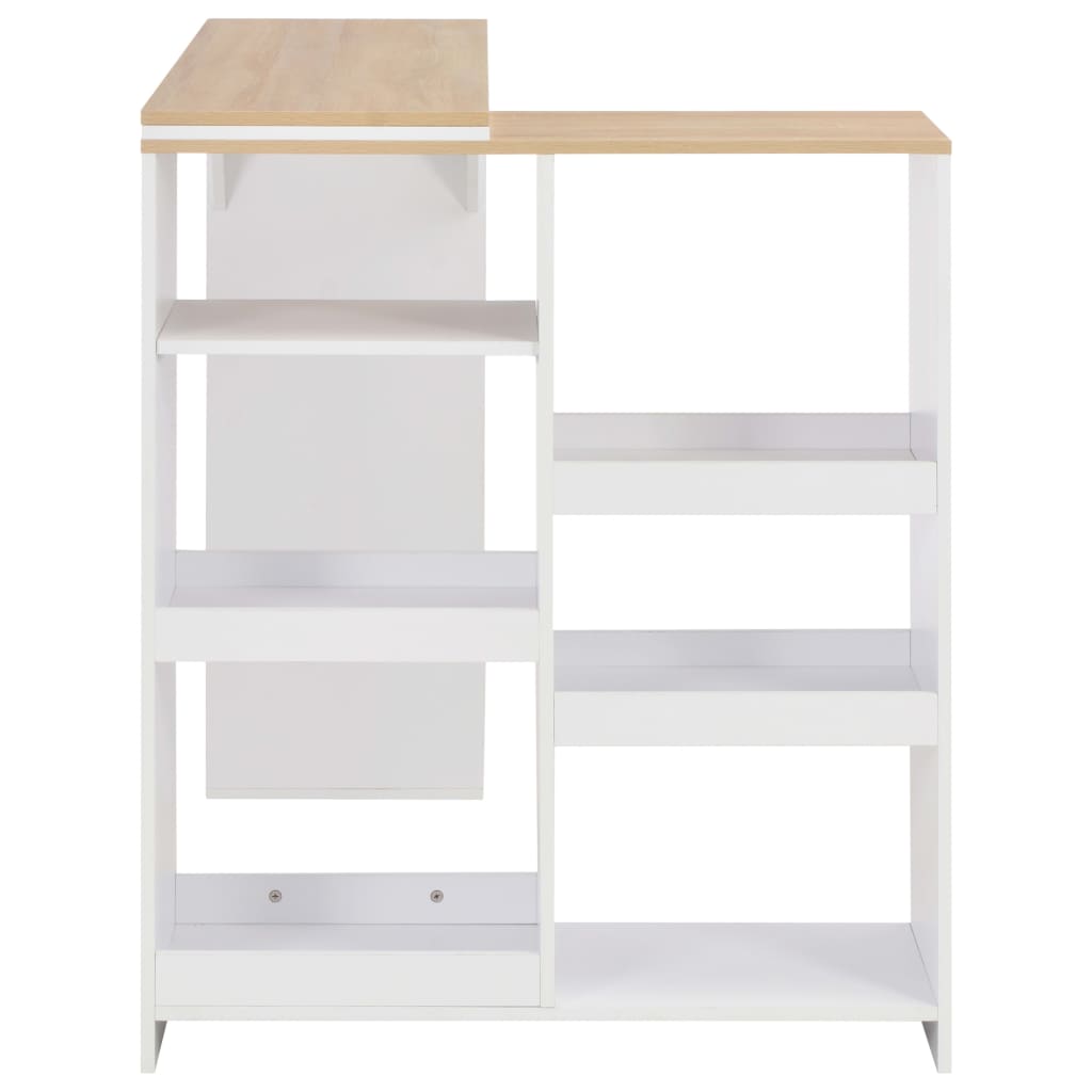 Barbord vit med flyttbar hylla 138x39x110 cm