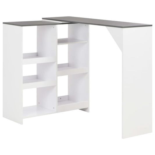 Barbord vit med flyttbar hylla 138x39x110 cm