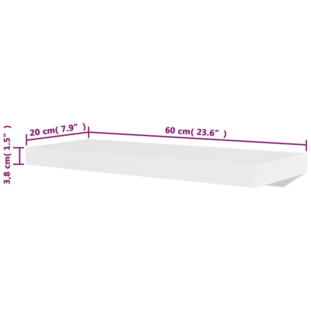 Vägghylla vit 60 cm 4 st