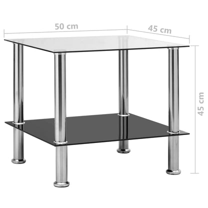 Sidobord silver genomskinligt 45x50x45 cm glas