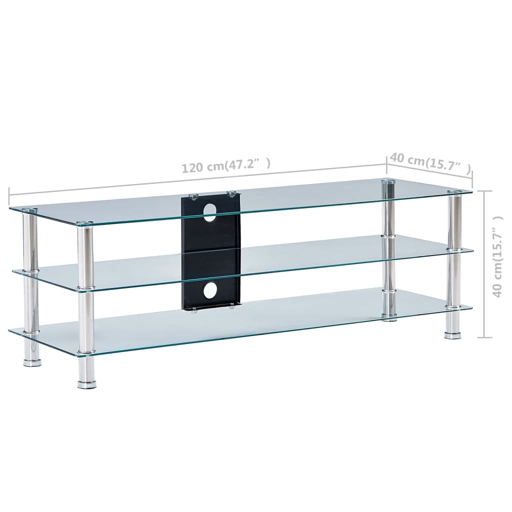 TV-möbel härdad glas TV-bänk transparent 120x40x40 cm