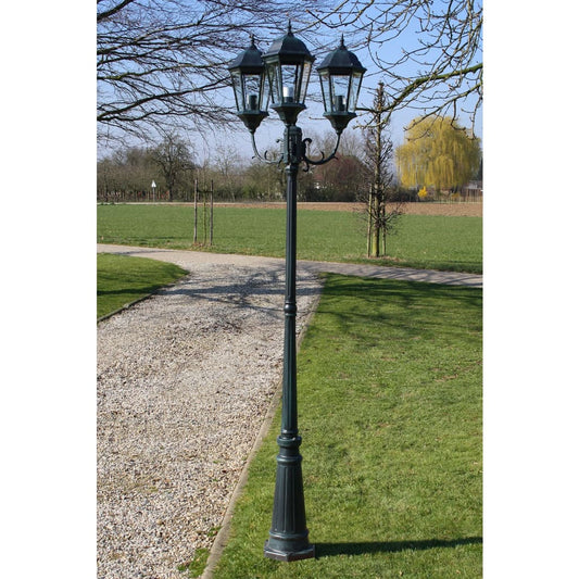 Trädgårdsbelysning Trädgårdslampa 3 armar 230 cm mörkgrön/svart aluminium