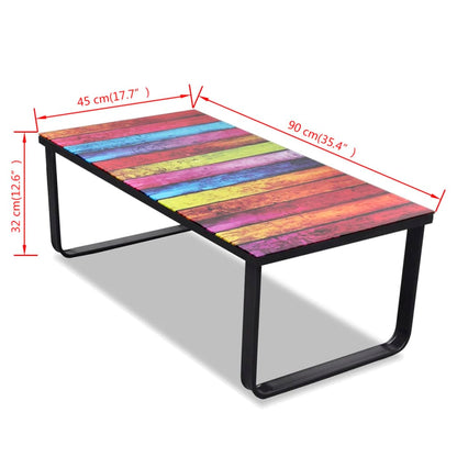 Soffbord svart med regnbågstryck glasskiva