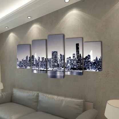 Väggdekoration Uppsättning väggbonader på duk New York Skyline 100 x 50 cm