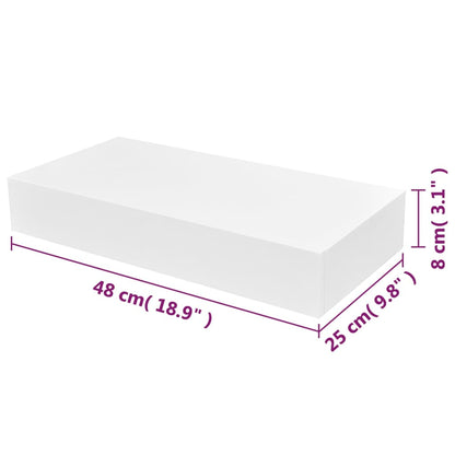 Seinähylly valkoinen kelluva kelluva 1 laatikolla 48x25x8 cm