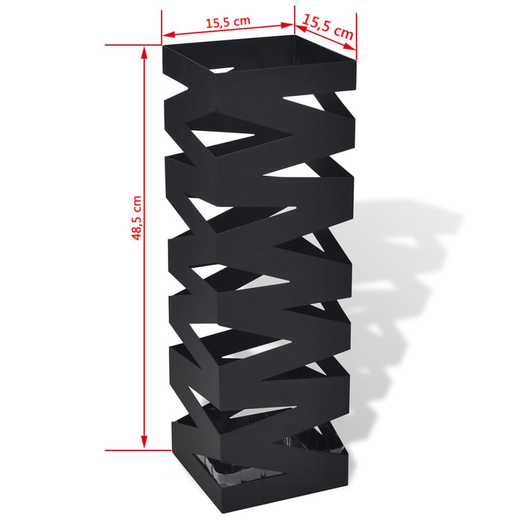 Sateenvarjoteline 48,5 cm neliömäinen teräs musta