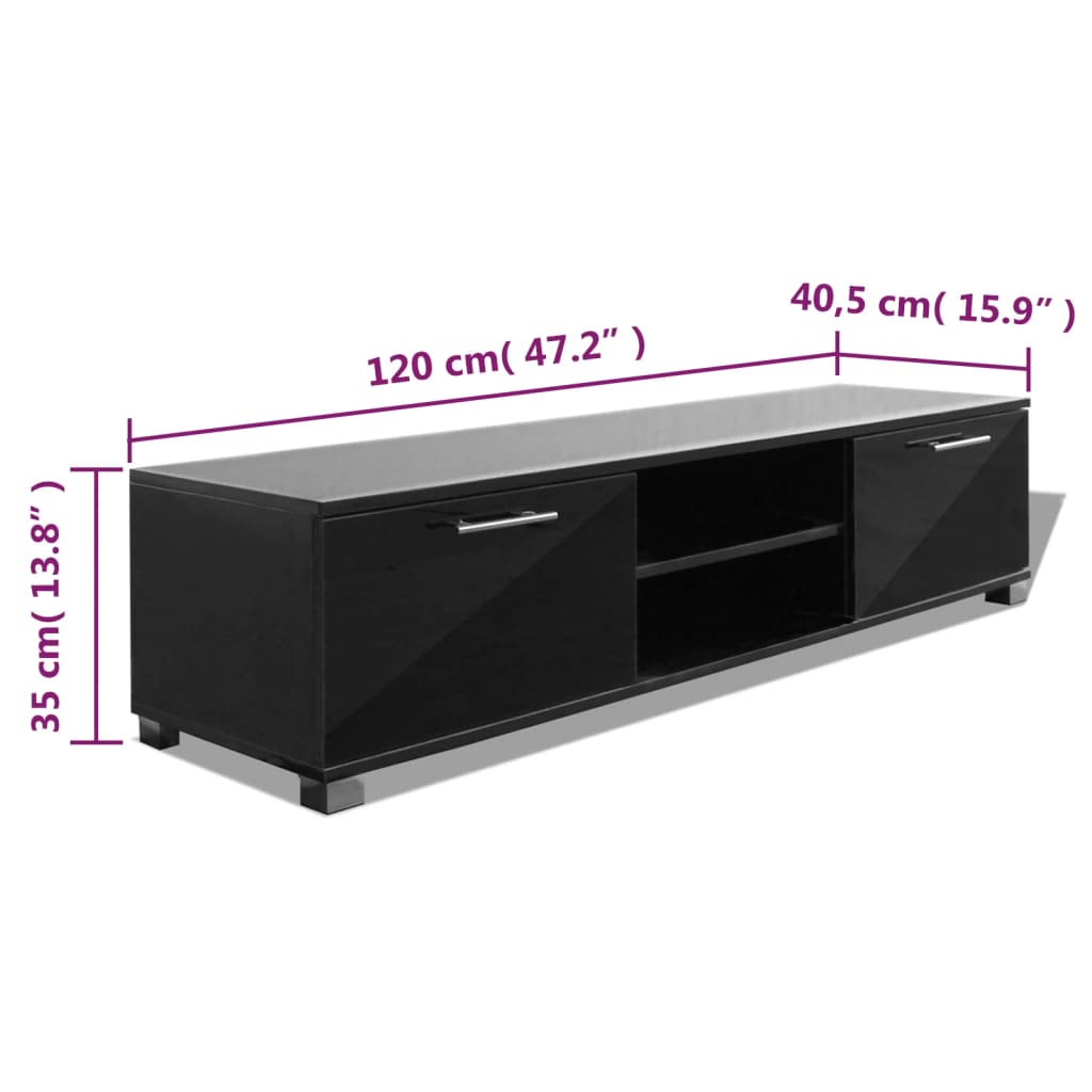 TV-möbel svart högglans TV-bänk 120x40,5x35 cm