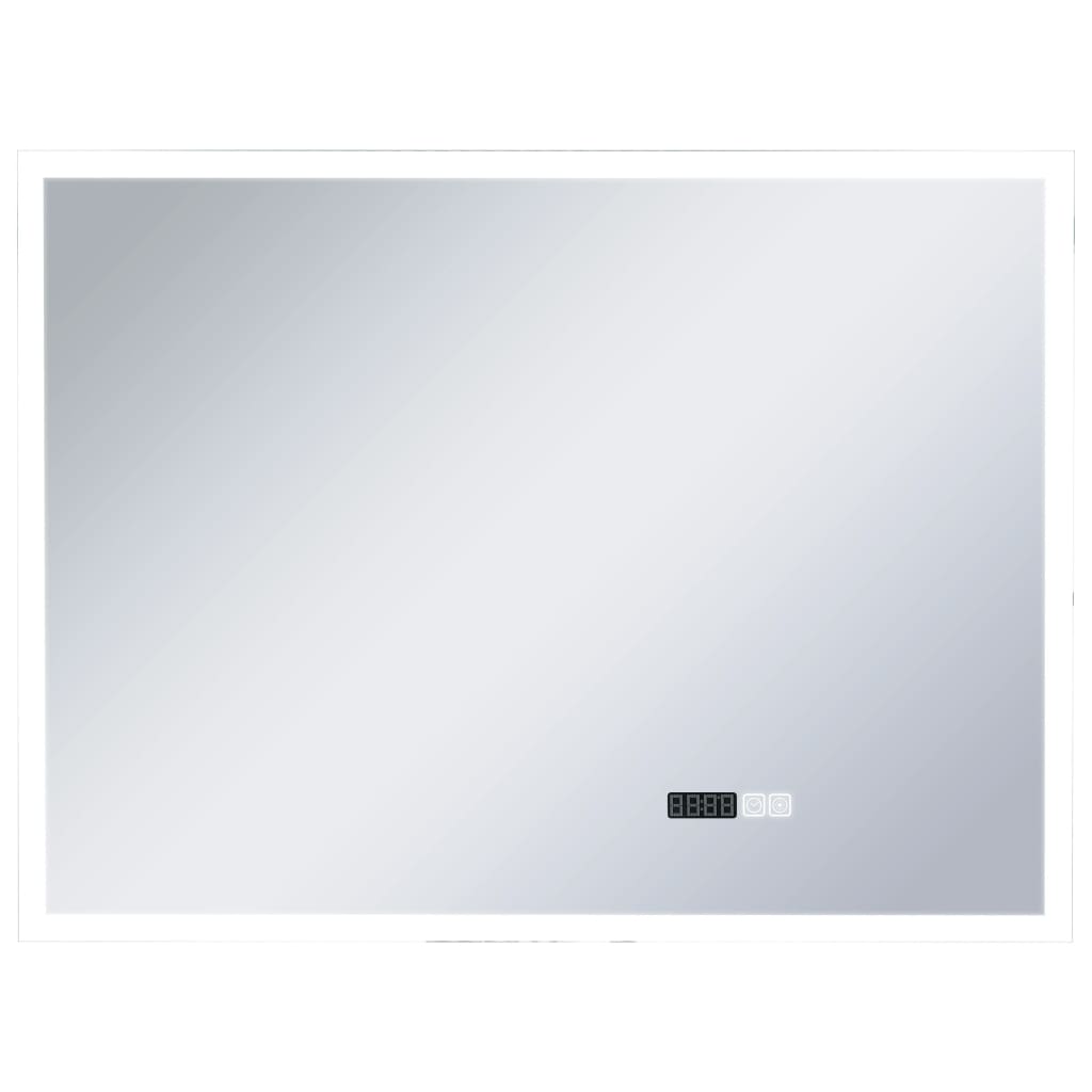 Badrumsspegel LED med touch-sensor och tidsdisplay 80x60 cm