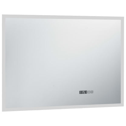 Badrumsspegel LED med touch-sensor och tidsdisplay 100x60 cm