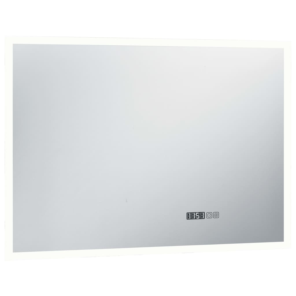 Badrumsspegel LED med touch-sensor och tidsdisplay 100x60 cm