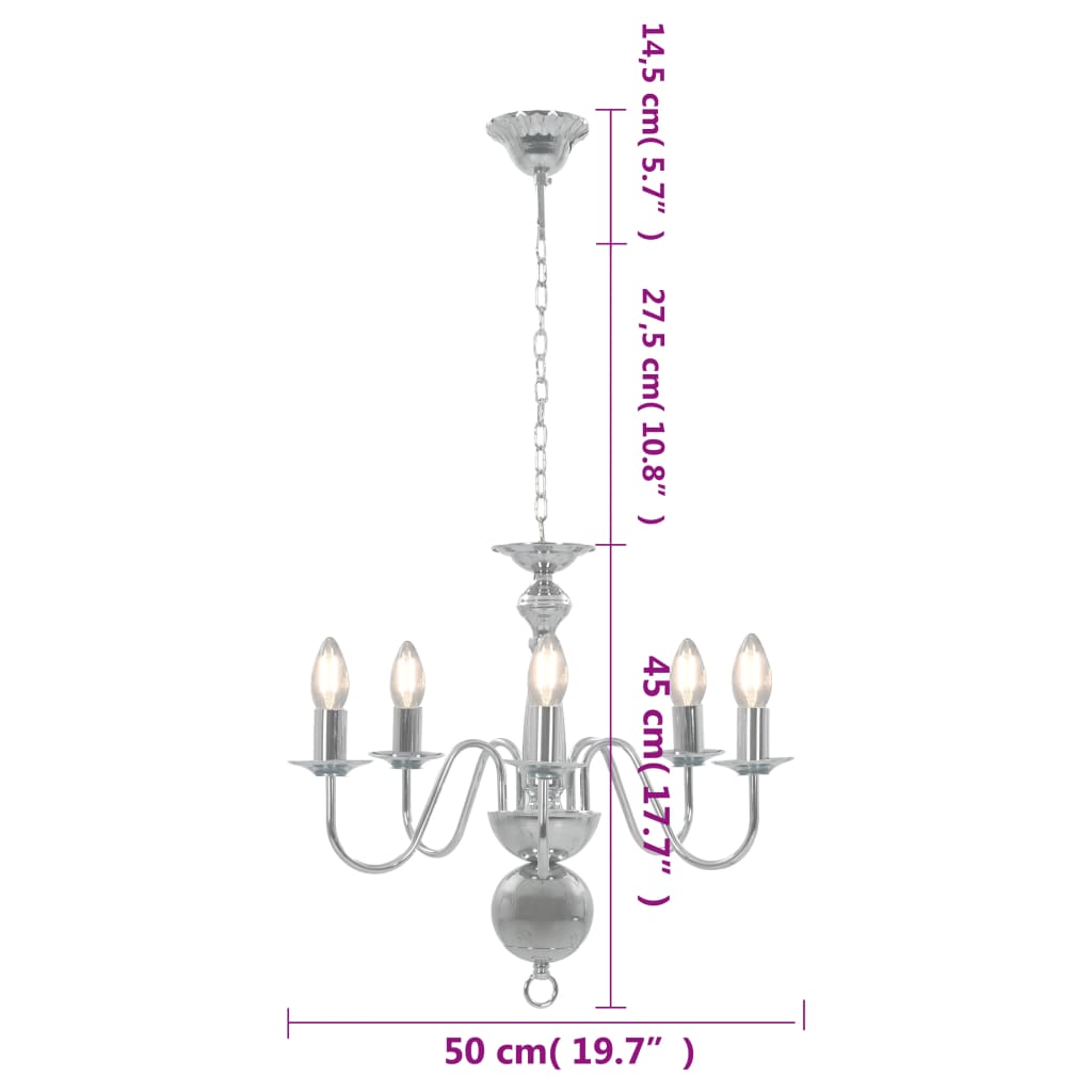 Takkrona silver 5 x E14-glödlampor