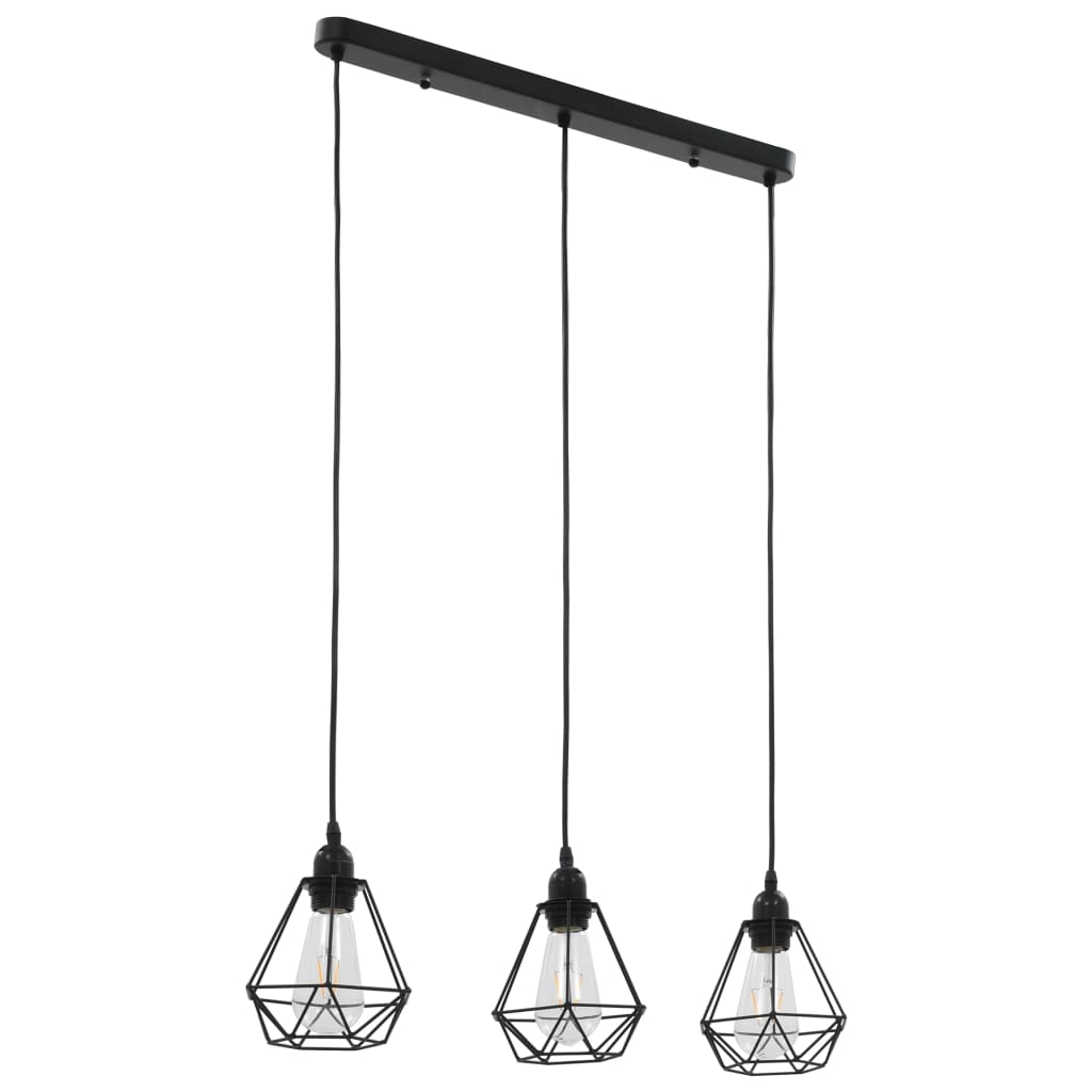 Taklampa med diamantdesign svart 3 x E27-lampa