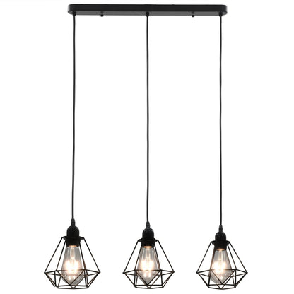 Taklampa med diamantdesign svart 3 x E27-lampa